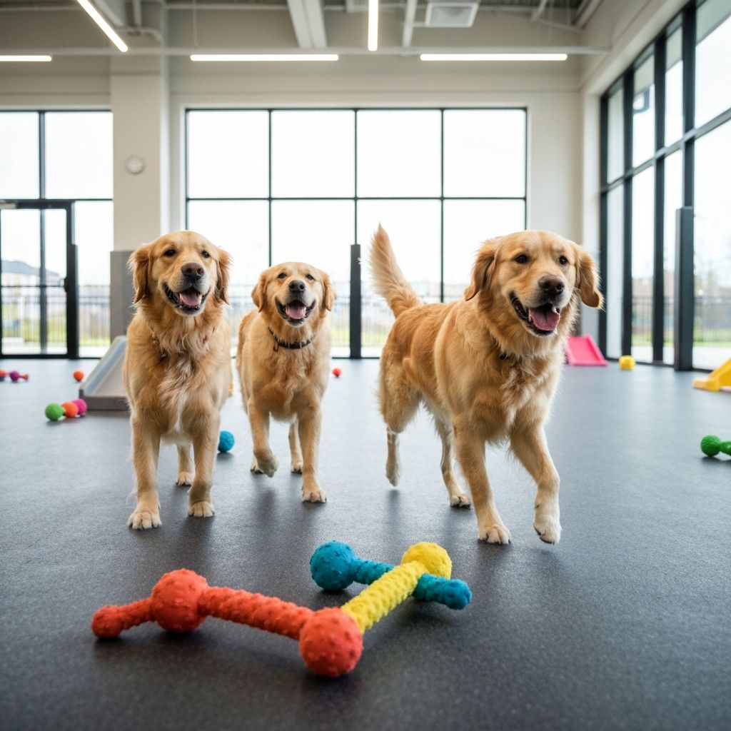 Happy dogs playing at Awwzo daycare